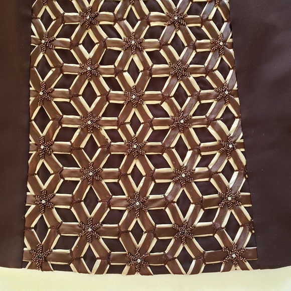 Donna Vinci Sleeveless Top Plus Size 26 Dark Brown Beaded Rhinestones Side Zip - Picture 5 of 8